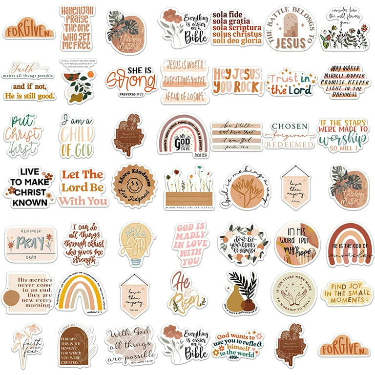 50Pcs Inspirational Phrases Stickers, Christian Stickers Religious Jesus  Motivational Stickers for Water Bottles, Easter for Men Women Kids Teens C  1.2-2.4 - Yahoo Shopping