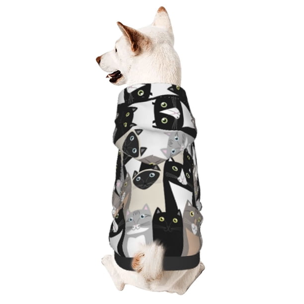 Fotbe Colors Cats Sudadera con Estampado para Perros Pequeños – Suéter con Capucha para Mascotas, Tela Suave de Forro Polar con Bolsillo-Medium