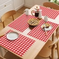 thumbnail image 5 of Red Placemats Set of 6 Country French Rustic Buffalo Plaid Modern Art Place Mats Indoor Wipeable Table Mats Washable Cloth Dining Table Placemats for Kitchen Holiday Party Home Decor 13x19 Inch, 5 of 9