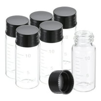 Uxcell 6Pcs 10ml Small Clear Glass Vials with Black Screw Cap, Borosilicate Glass Graduated Sample Bottles