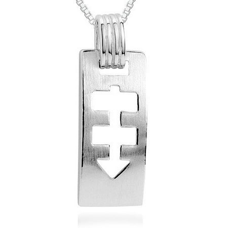 Oravo Brush Metal Finish Cutout Bar Pendant Necklace in Sterling Silver