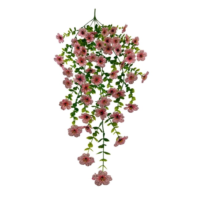 Flor de vid violeta artificial, planta violeta colgante falsa para primavera, verano, interior, exterior, pared, hogar, jardín, patio, boda, fiesta, decoración
