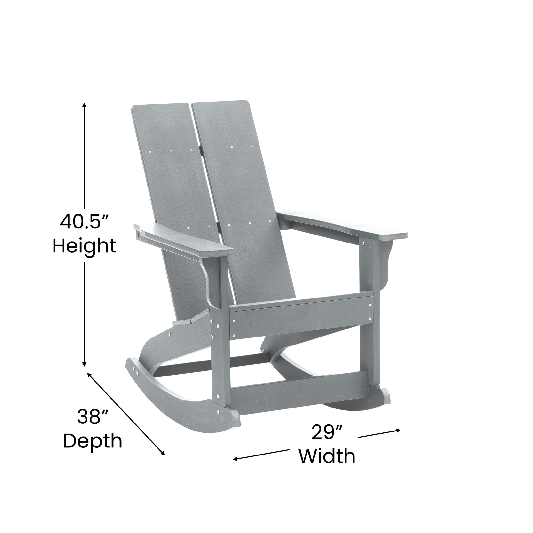 Flash Furniture Finn Poly Resin Rocking Adirondack Chair - Gray