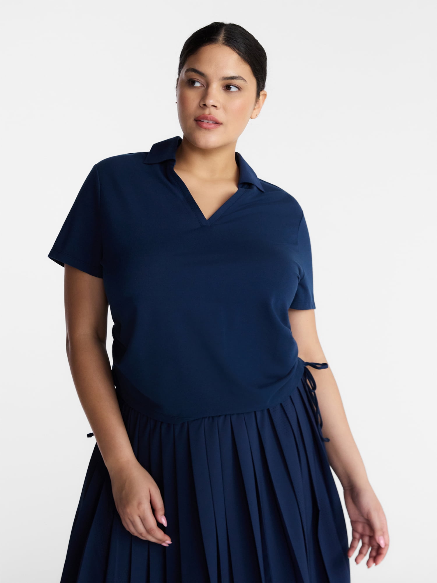Avia Women's Cinched Side Pique Polo Shirt, Sizes XS-XXXL