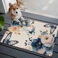 thumbnail image 3 of Rectangle Area Rugs 2 x 3 Ft, Vintage Blue Floral Non-Slip Residential Carpet, Butterflies Watercolor Flower Linen Indoor Crawling Mats Runner Rugs for Living Room/Dining Room/Bedroom, 3 of 8