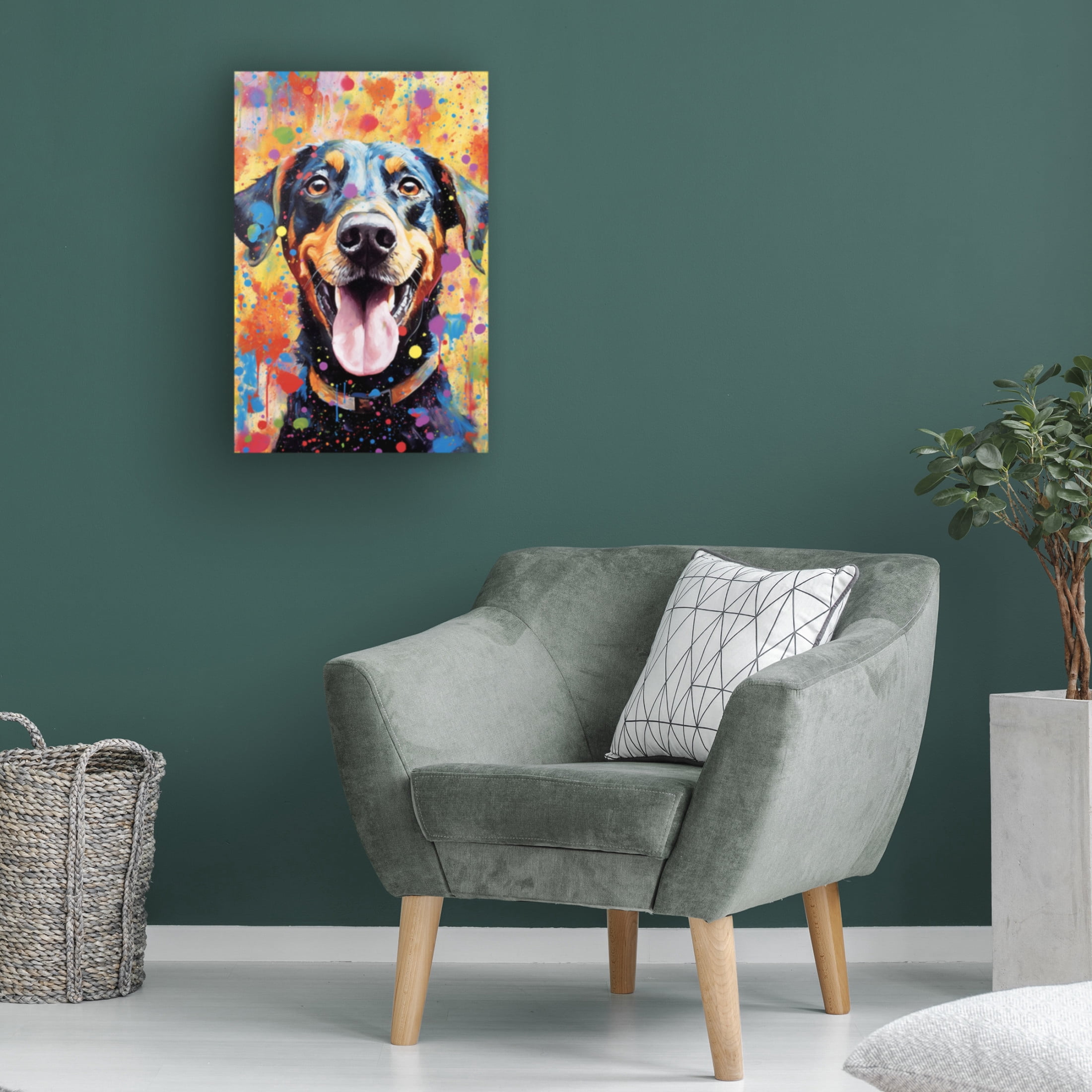 Canvas Wall Art - Ray Heere 'Happy Dog 13' Wall Art for Living Room, Bedroom, or Office Décor by Trademark Fine Art - 22 x 32 Inches