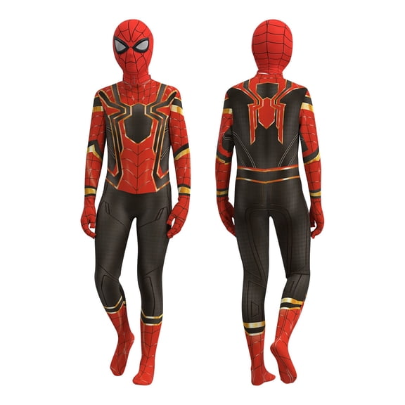 Spider Costume, Super Spider Hero Full Body Zentai, Spider Like Man Cosplay Costume Full Body Zentai Jumpsuit Fancy Dress Halloween Costumes for K'i'd's, Saffron, 160