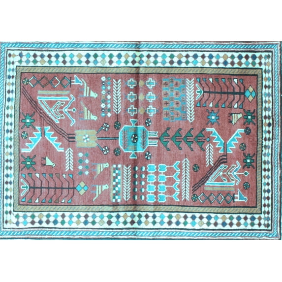 Ahgly Company Indoor Rectangle Animal Light Blue Traditional Area Rugs, 6' x 9'