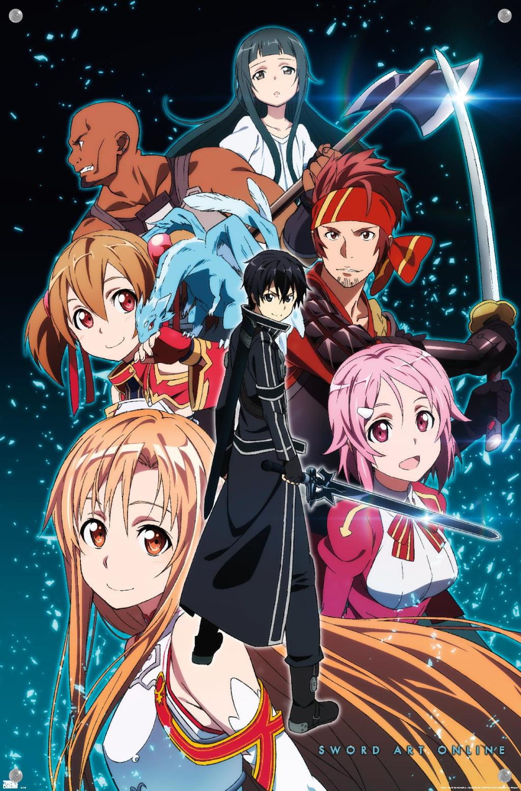 Sword Art Online - Key Art 2 Wall Poster with Push Pins, 14.725" x 22.375"