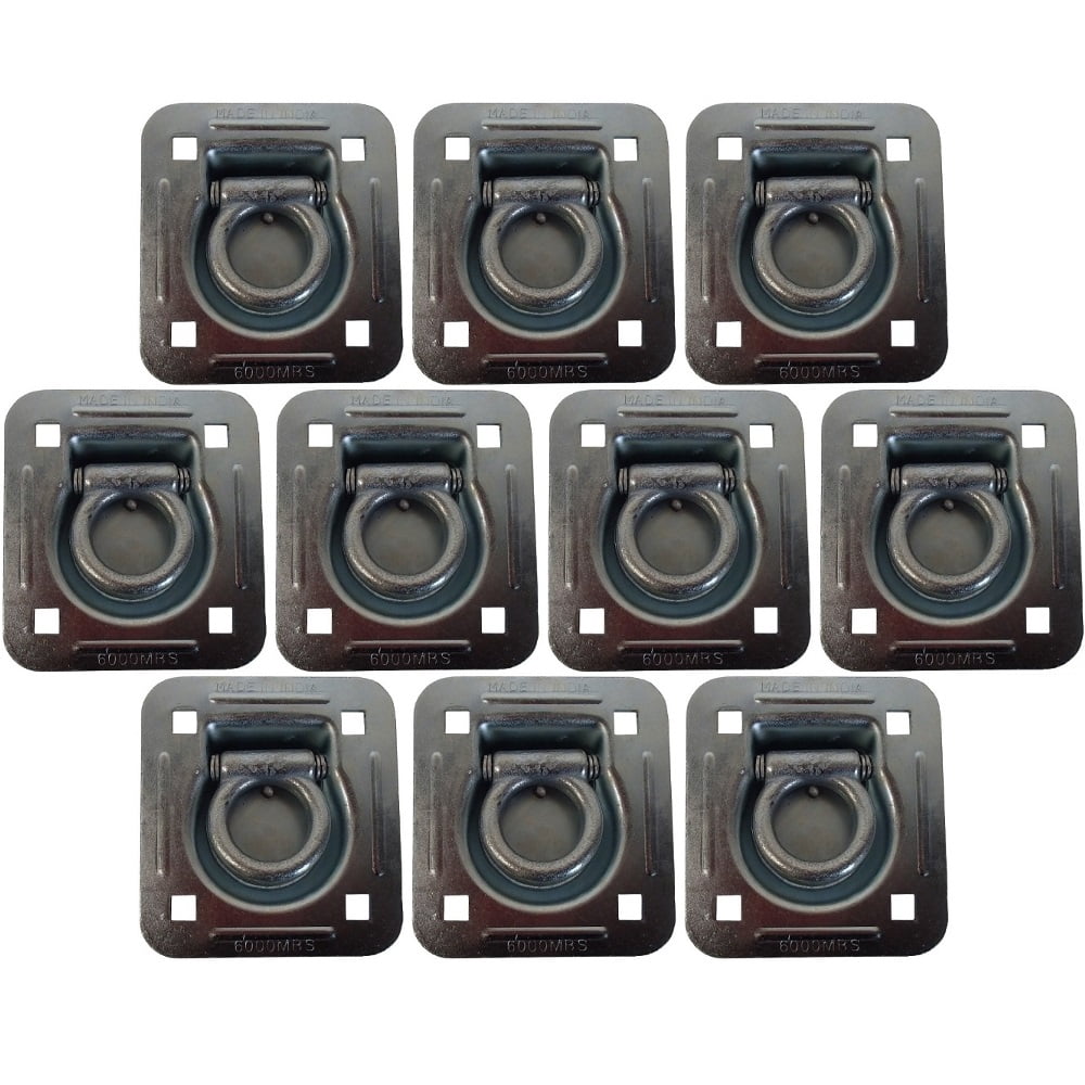 RAParts 10 pk Flush Mount Recessed Ring Trailer Cargo Tie Down Control D-Rings 6000 lbs.