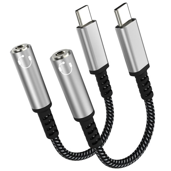 Adaptador USB C a conector para auriculares de 3,5 mm, paquete de 2 unidades SherAF