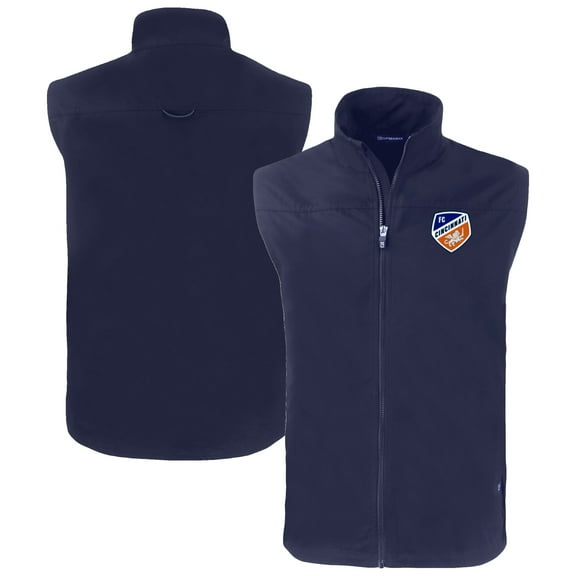 Men's-Cutter & Buck  Navy FC Cincinnati Charter Eco Recycled Full-Zip Vest
