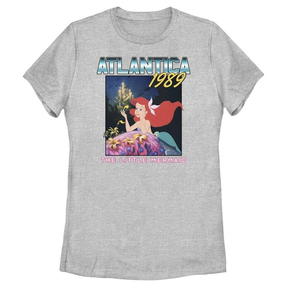 Women's The Little Mermaid Ariel Atlantica 1989 Graphic Tee Athletic Heather Small
