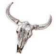thumbnail image 4 of Cabeza de esqueleto estatua cuerno vaca cráneo escultura de pared simulación decorativa pared Plata, 4 of 9