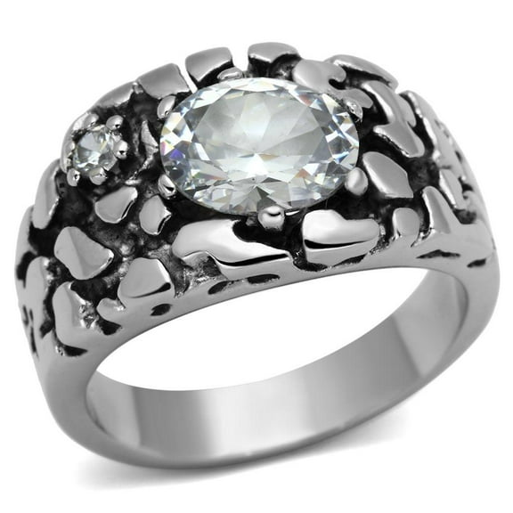 Mens Silver Nugget Rings Stainless Steel Anillo Compromiso Regalo Para Hombre Acero Inoxidable