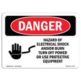 thumbnail image 1 of SignMission OS-DS-A-1218-L-1303 12 x 18 in. OSHA Danger Sign - Hazard Electrical Shock Burn Turn Off Power, 1 of 1