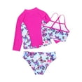 thumbnail image 2 of YIZYIF Big & Little Girls 3Pcs Tankini Set Swimsuit Juniors Floral Print Long Sleeve Rash Guard Bathing Suit A Butterfly 16, 2 of 7