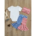 thumbnail image 4 of Jxzom Newborn Baby Girl My First 4th Of July Outfit 3 6 12 18 Months Short Sleeve Romper Romper Shirt Top Flare Pants Headband Set, 4 of 8