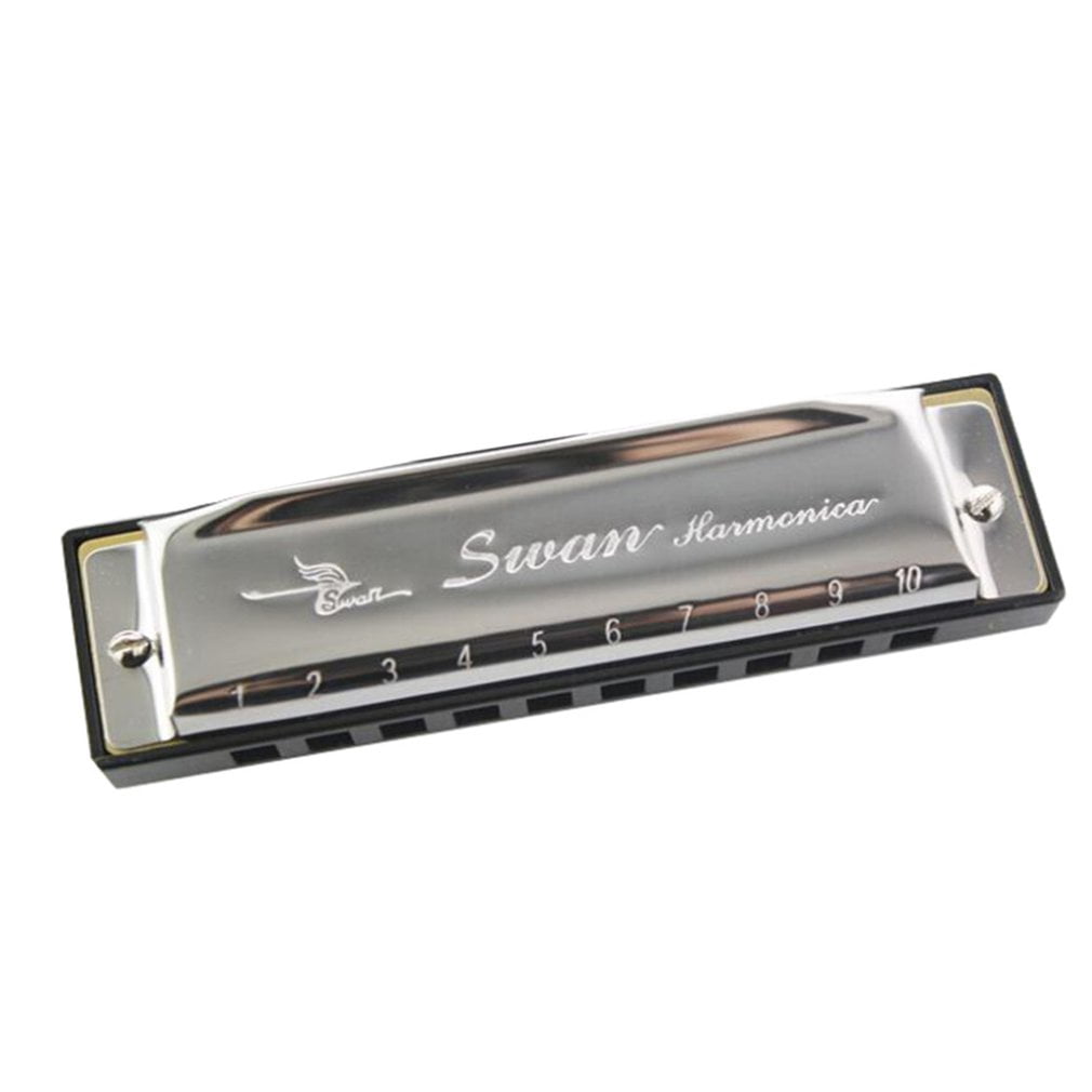 Swan Harmonica 10 Trous Ton C Polyphonique Instrument Durable pour Débutants Pratiquant