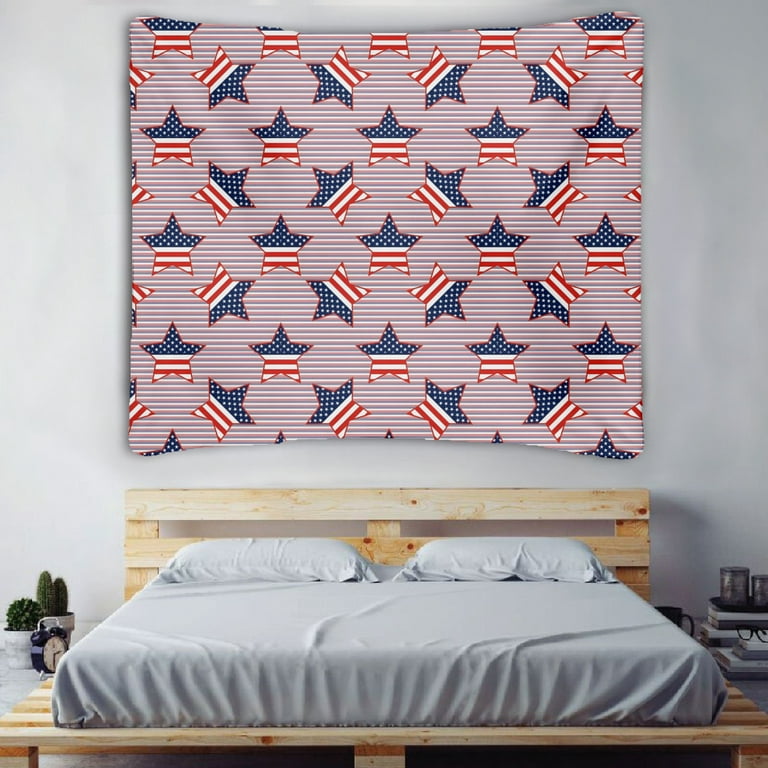 American Flag Fishing Tapestry Custom Blanket for Living Room