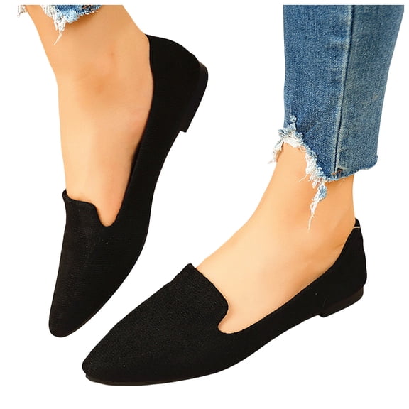 Classic Pointed Toe Ballet Flats for Women Lightweight Slip On Loafers Comfortable Walking Canvas Dressy Shoes