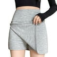 thumbnail image 3 of AHTJRT Mini Skort for Women Fashion Stretchy Summer Athletci Gym Yoga Bottoms High Waisted Side Slits Bodycon Skirts with Built-In Shorts Gray L, 3 of 7