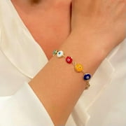EOEMY Lucky Boho Blue Devil Eye Evil Eye Bracelets Chain Jewelry Men Women Adjustable-Red