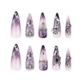 thumbnail image 1 of YDLCAFD Gel Nail Tips Short Holiday Party Cool Wear French Flame Purple Nail Tips 1ml, 1 of 8