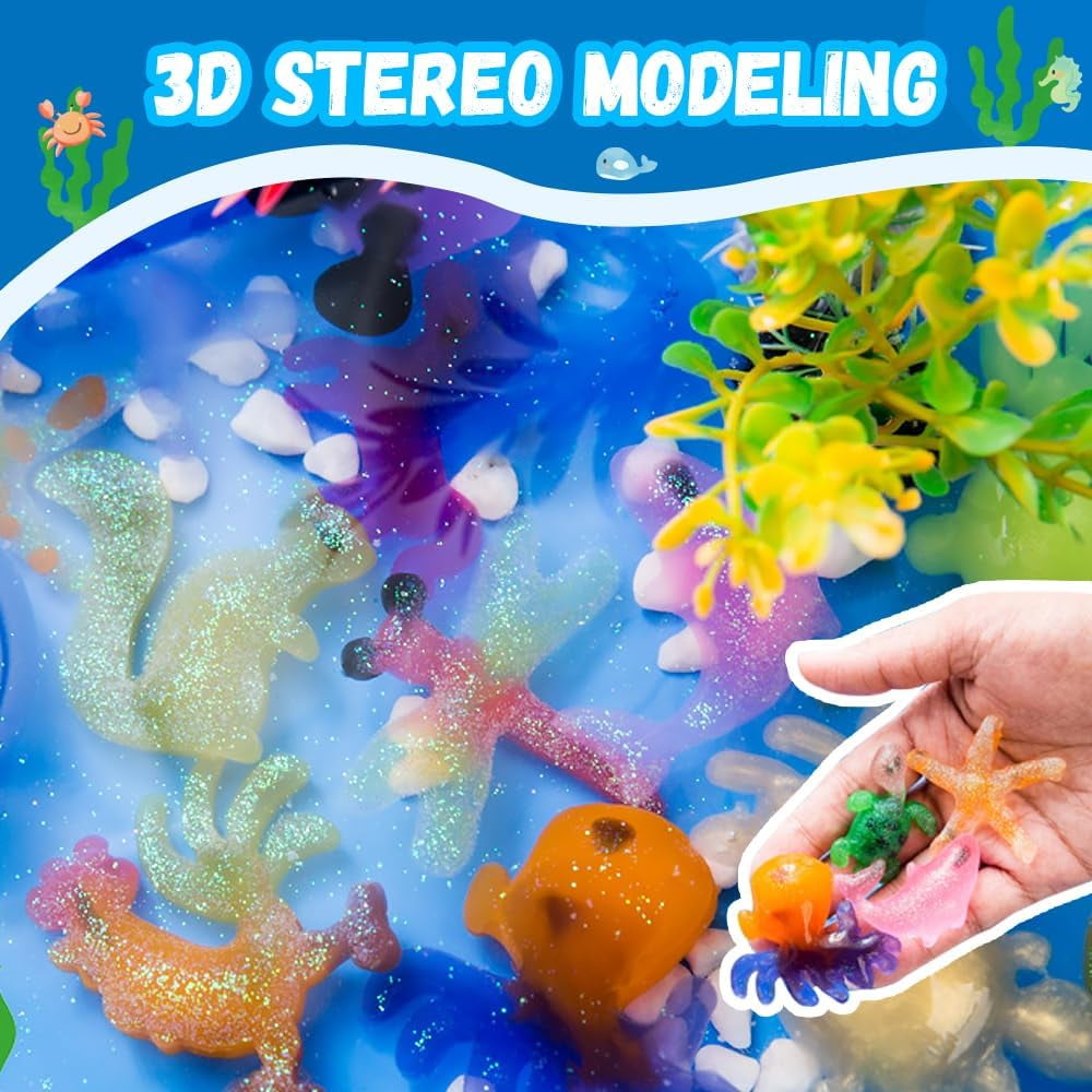 Magic Water Elf Toy Kit, 2025 New Handmade Water Animal Set Water Gel Kit with Magic Gels and Sea Creature Molds, Magic Water Gel Kit Party Favor DIY Arts Crafts Birthday Christmas