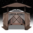 thumbnail image 3 of COBIZI 12x12 Pop-up Gazebo Screen Canopy with 5 Sidewalls and Mosquito Nettings for Camping, Tent Instant Screened House with Carrying Bag and Ground Stakes, Brown(Upgraded), 3 of 8