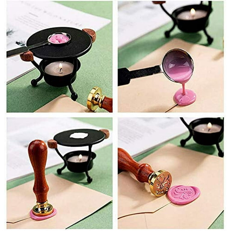 Hztyyier Wax Seal Warmer Kits with Melting Spoon Wax Beads Sticks Heating Tool for Wax Sealing Stamp Making