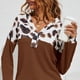 thumbnail image 3 of Sudaderas Con Mangas Con Estampado De Leopardo,Suéter Suelto De Punto De Gofre De Leopardo Con Cuello En V De Leopardo Salida De Alta Intensidad, 3 of 5