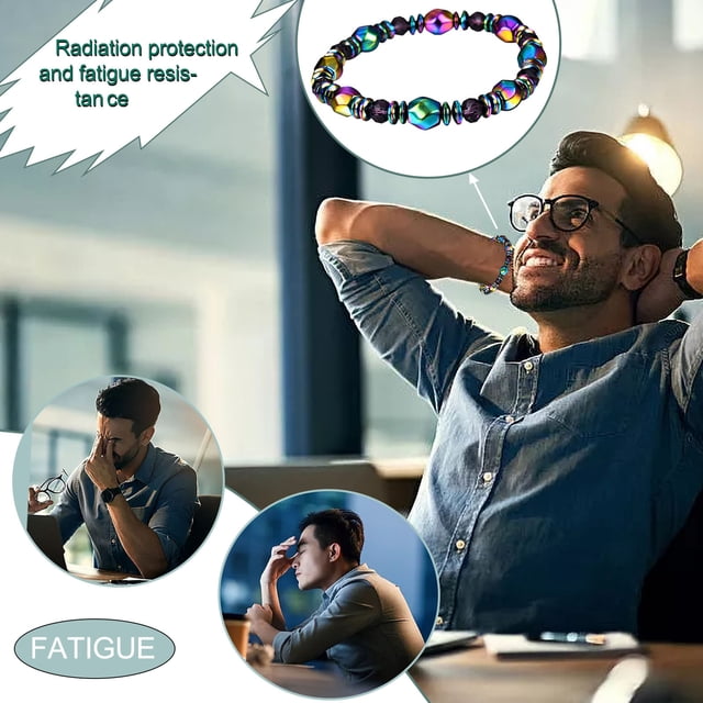 Fiudx Pulsera de Melocotón, Joyería de Aleación con Piedras de Corazón, Accesorio de Salud con Imán Negro, Protección Radiológica para Uso Diario, Regalo de Moda para Niñas, Tamaño Ajustable 11 Cm