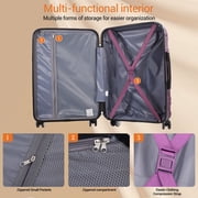 Tripcomp Hardside Luggage Set 3-Piece Set(21/25/29) Lightweight Suitcase 4-Wheeled Suitcase Set(Dark Purple)