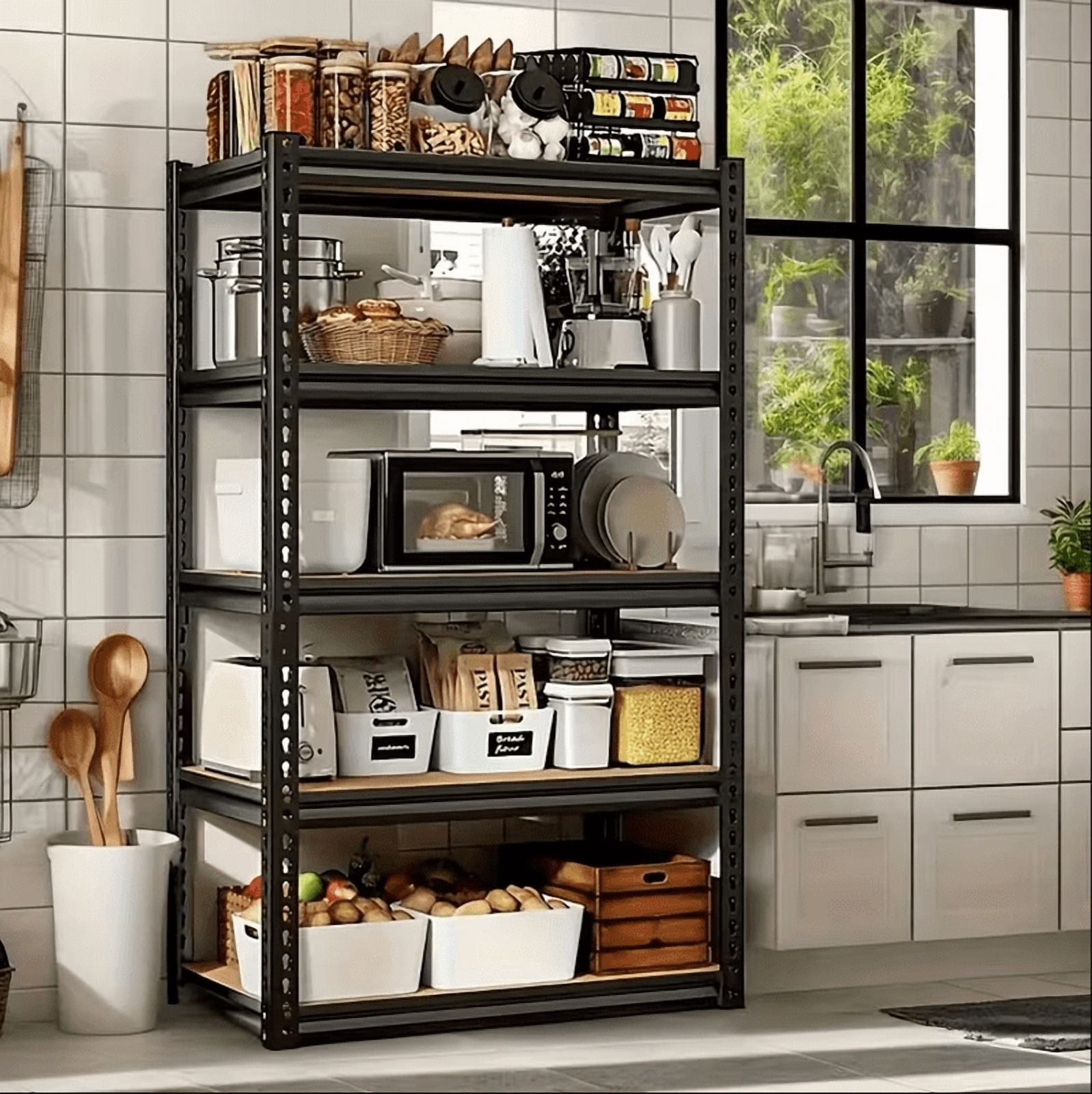 Heavy Duty Garage Shelving Unit, 5-Tier Adjustable Shelves Metal Storage Rack, Utility Shelves