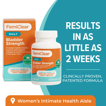 FemiClear Daily Bladder Strength Supplement, Includes UROX, Cranberry & Hyaluronic Acid, Reduce Urgency, Frequency & Leaks in 2 Weeks, 28 Count