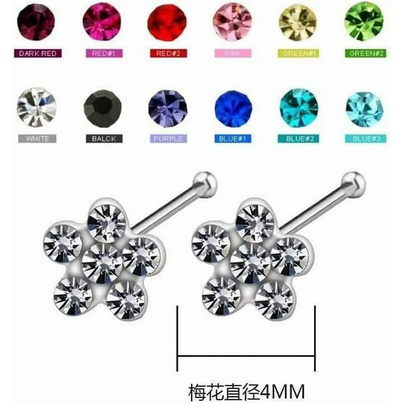 GHRTGR-24Pcs 22G Blue Evil Eye Nose Studs 925 Sterling Silver Inlaid 3MM e Austrian Cubic Zirconia Nose Rings Stud Multicolor for Women Men Nose Body Piercing Jewelry with Box