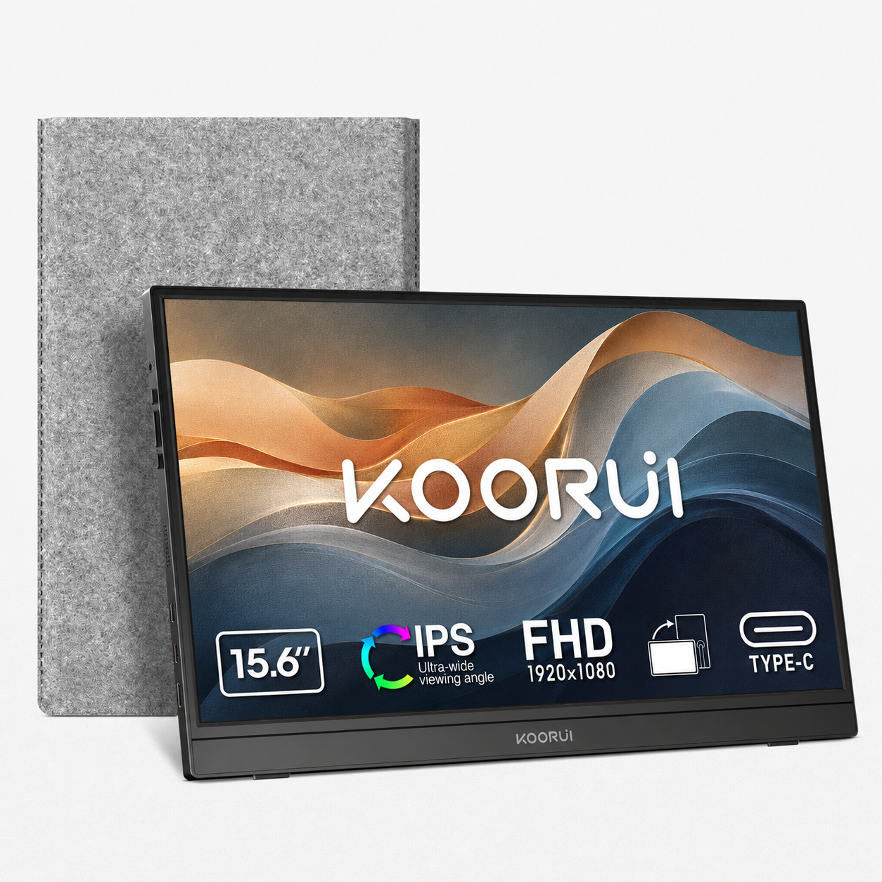 KOORUI 15.6" Portable Monitor, FHD IPS, USB-C & HDMI photo 1
