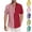 Red, variant on UVEASISHA Mens Striped Hawaiian Shirt, Short Sleeve Bowling Shirts for Men Big and Tall Lapel Button Down Shirt Summer Breathable Beach Vacation Shirts Back to School Deals