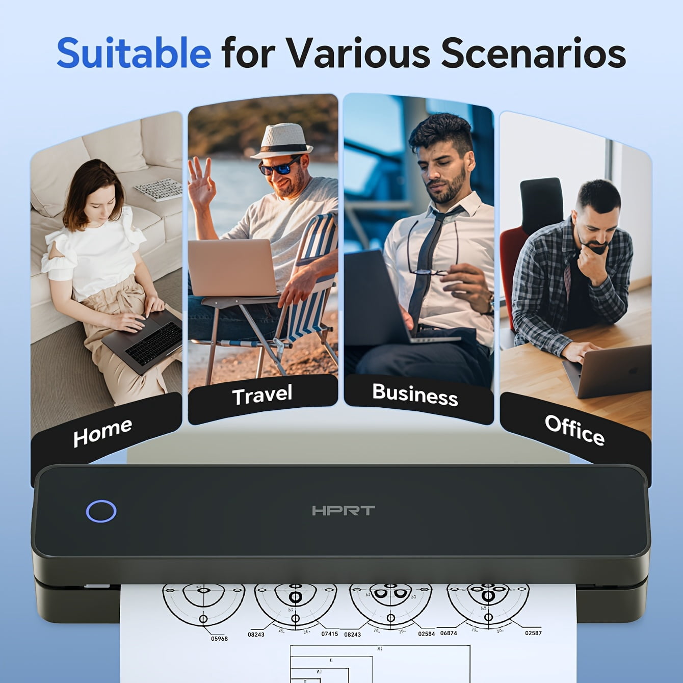 MT610 Portable Inkless Thermal Printer, Wireless Mobile Printing for Smartphone & Laptop, 203DPI, Supports A4/Letter Paper – Travel & Business