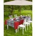 thumbnail image 4 of Fsddascl Red Grey Checkered Outdoor Tablecloth - 54x80 Inch Rectangle Dining Table Cover, Farmhouse Animals Tree Retro Waterproof Outdoor Table Cloth with Umbrella Hole & Zipper for Picnic/Patio, 4 of 7