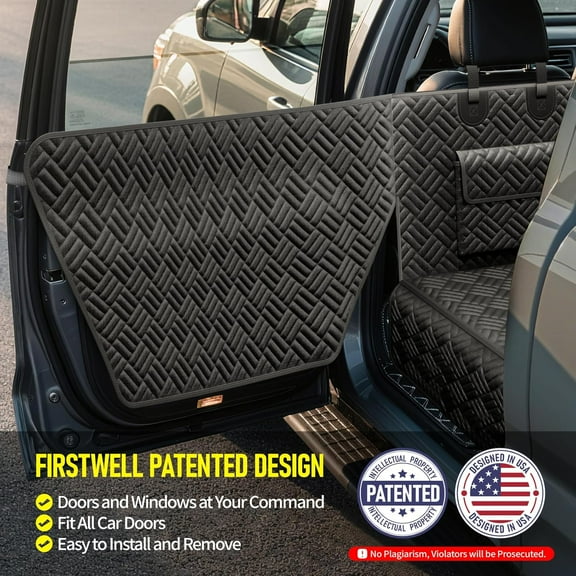 Dog Car Seat Cover for Back Seat, Hard Bottom Back Seat Cover for Cars, SUV, Small Trucks - Patented Design, Waterproof Dog Hammock, Support 400lbs