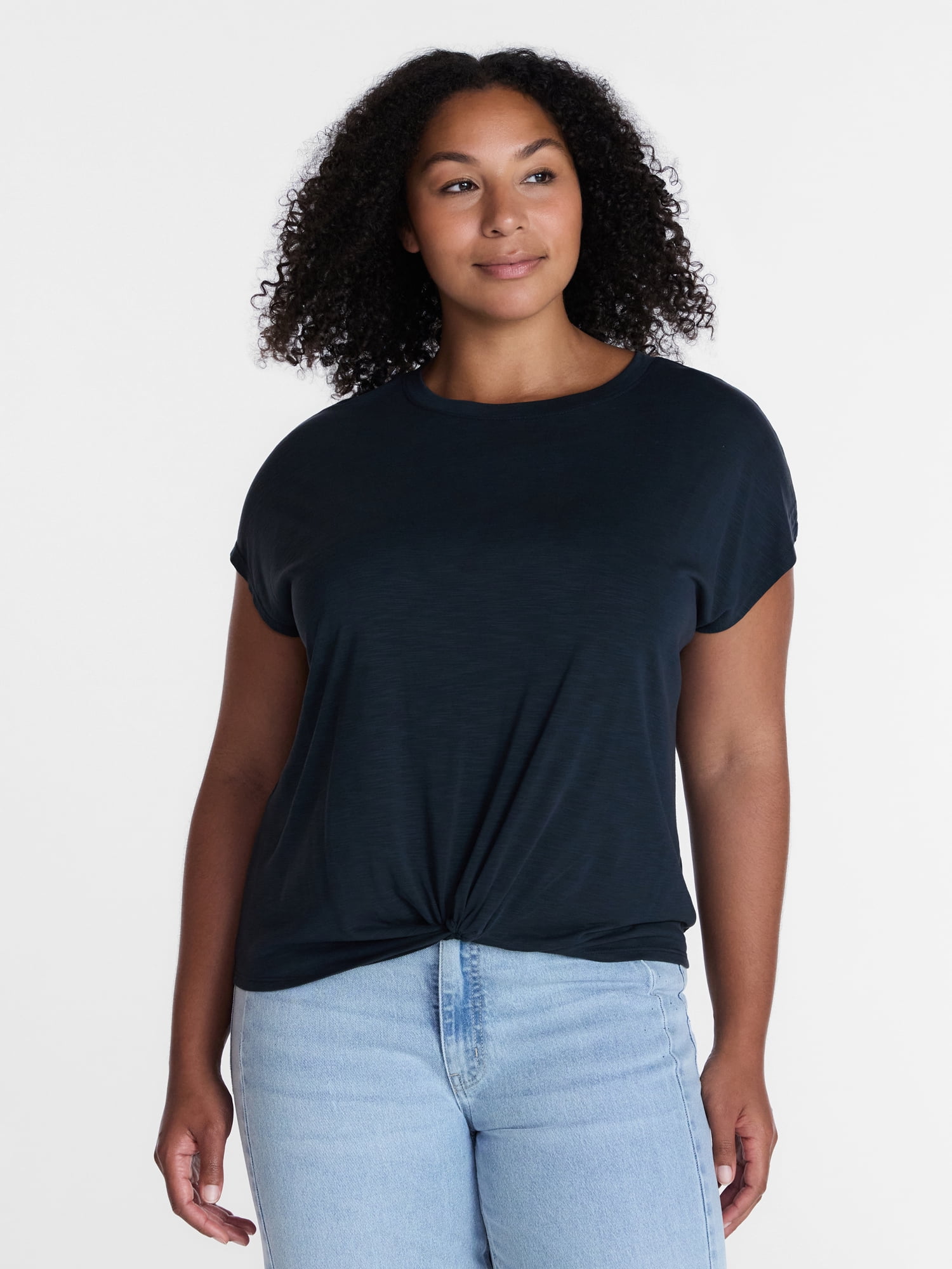 Time and Tru Women's Twist Front Top, Sizes XS-XXXL