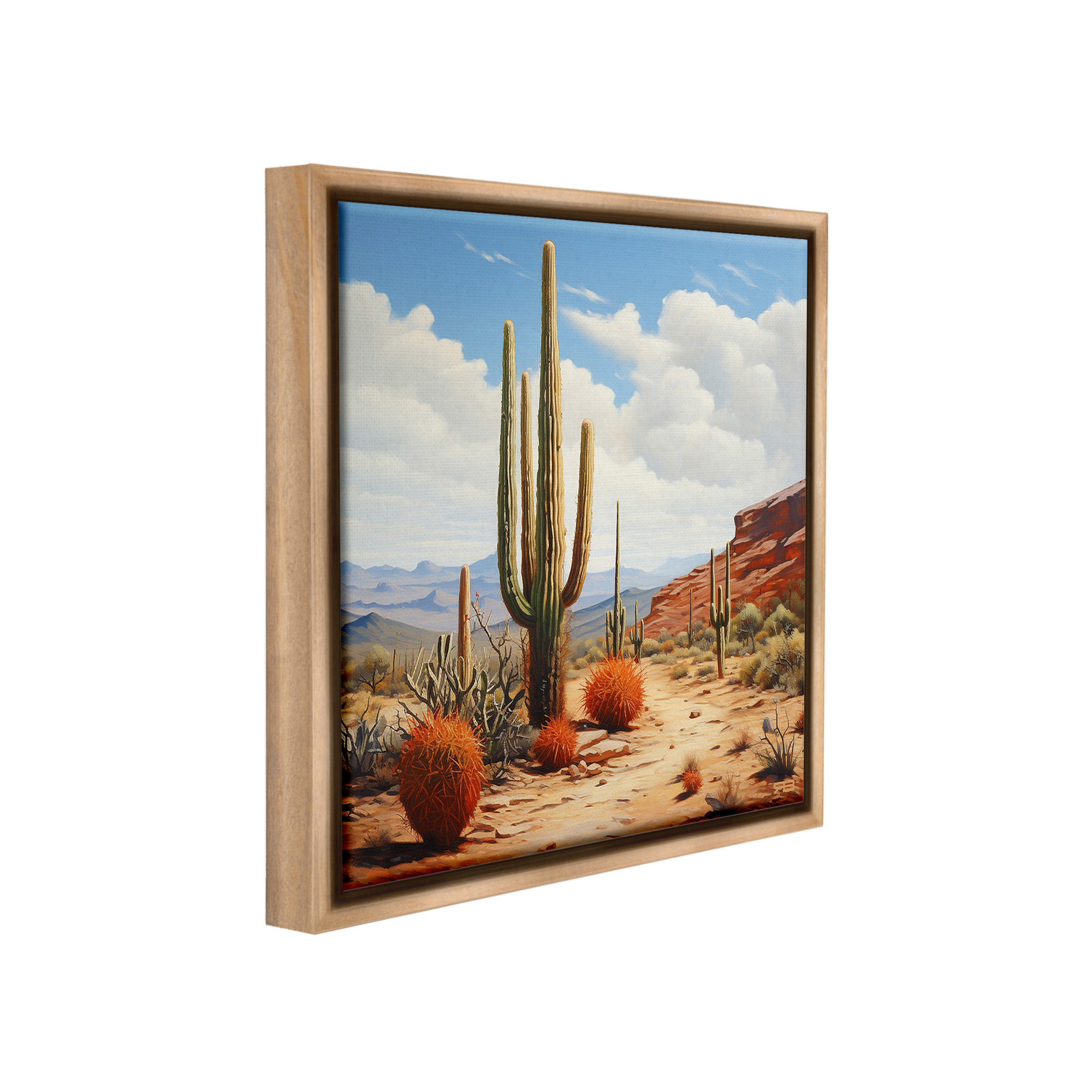 Stupell Industries Cloudy Desert Path Landscape Painting Brown Floater Framed Canvas Art Print Wall Art, 18 x 18