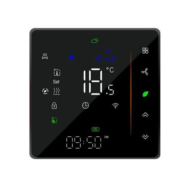 Amdohai Two Pipe Wifi Voice Intelligent Room Thermostat Digital Programmable Temperature Controller for Air Conditioner (BAC-006- AW, Black)