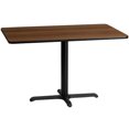 thumbnail image 1 of Flash Furniture 30 by 48" Rectangular Walnut Laminate Table Top with 22 by 30" Table Height Base, 1 of 2