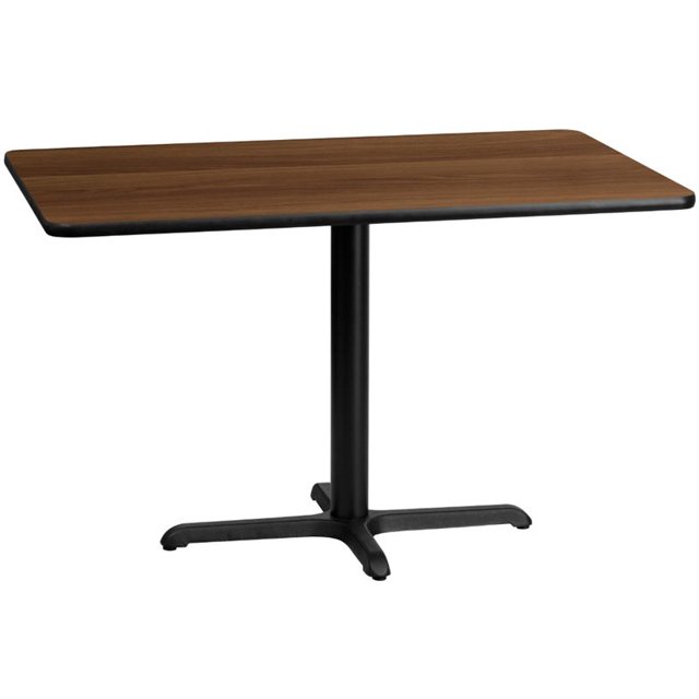 Flash Furniture 30 by 48" Rectangular Walnut Laminate Table Top with 22 by 30" Table Height Base