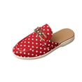 thumbnail image 2 of Samdudou Mules for Women Polka Dot Slip On Backless Loafers Closed Toe Flat Shoes with Metal Chain Buckle Decor for Casual Dress, 2 of 9