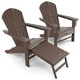 thumbnail image 1 of Gymax Ensemble de 2 Chaises Adirondack de Patio Chaise Longue d'Extérieur en HDPE avec Ottoman Rétractable Café, 1 of 7