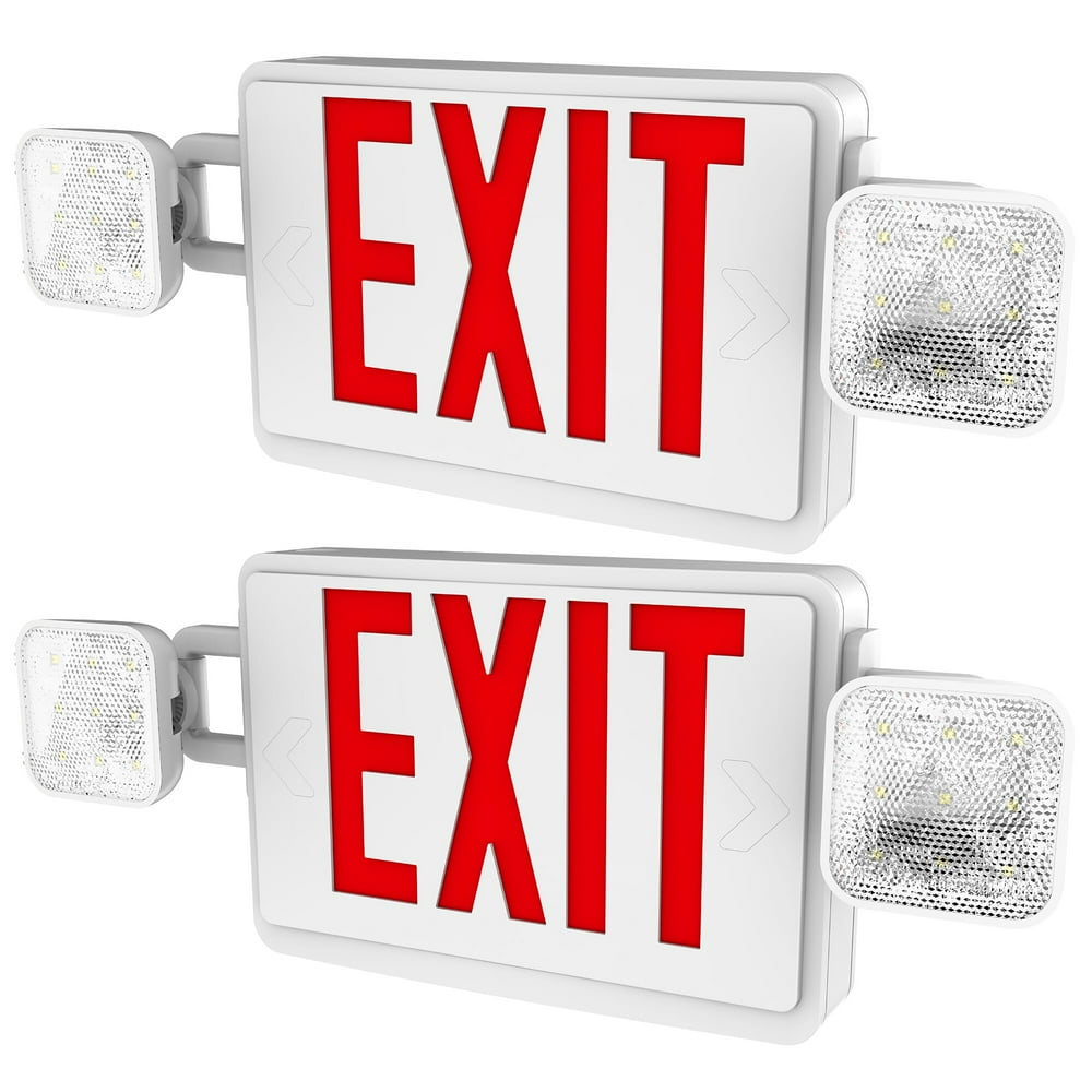 Sunco Lighting 2 Pack Double Sided LED Emergency EXIT Sign, Two LED